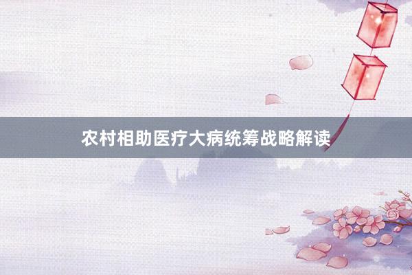 农村相助医疗大病统筹战略解读